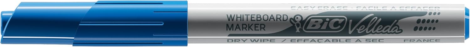 BIC VELLEDA 1741 Bullet Tip Pocket Cetone Whiteboard Marker 1.5mm Blue (Box 12