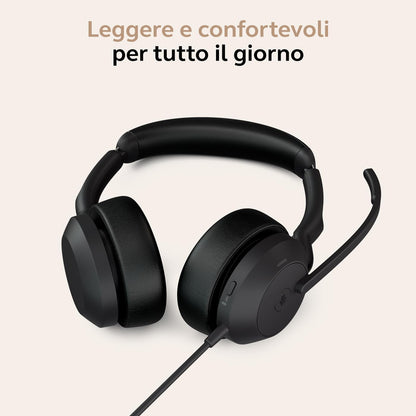Jabra Evolve2 50 USB C/A MS Stereo, Kabelgebunden, 20 - 20000 Hz, B?ro/Callcenter, 148,9 g, Kopfh?rer, Schwarz