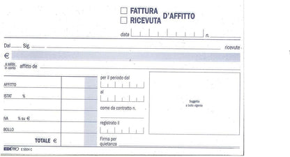 EDIPRO - E5504C - Blocco ricevuta d’affitto 50x2 autoricalcante f.to 9,9x17