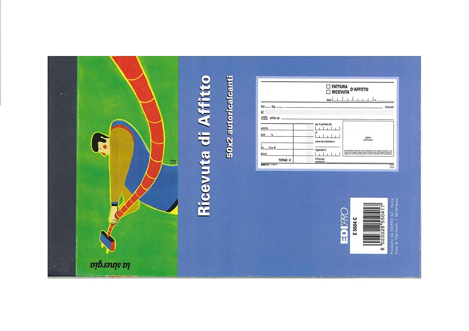 EDIPRO - E5504C - Blocco ricevuta d’affitto 50x2 autoricalcante f.to 9,9x17