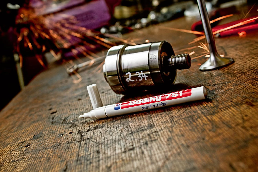 edding 751 paint marker - black - 10 pens - round tip 1-2 mm - paint marker for marking and labelling metal, glass, rocks or plastic - heat-resistant, permanent, smudge-proof and waterproof