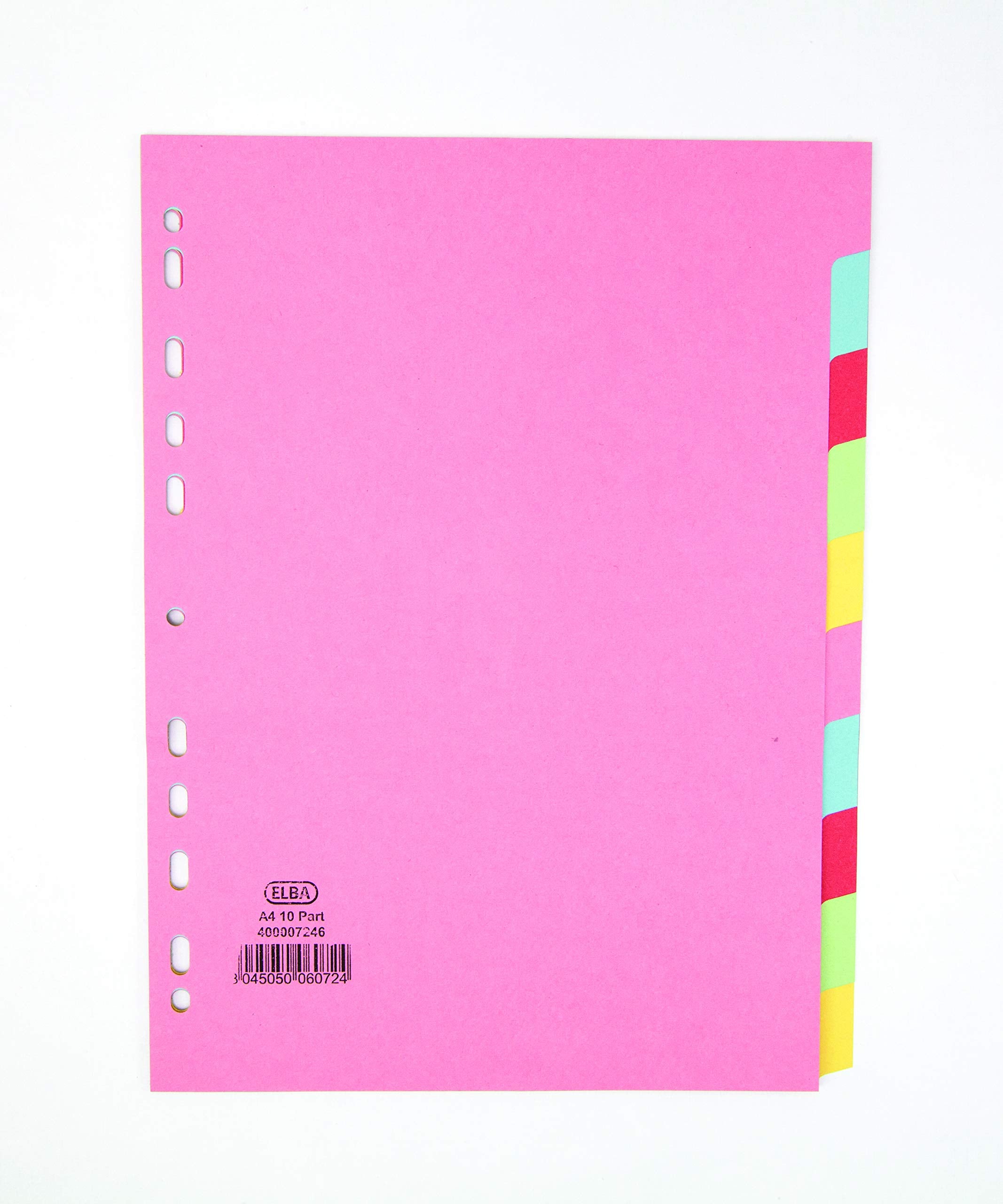 Elba, File Dividers A4, 10 Part, Assorted, 1 Sets