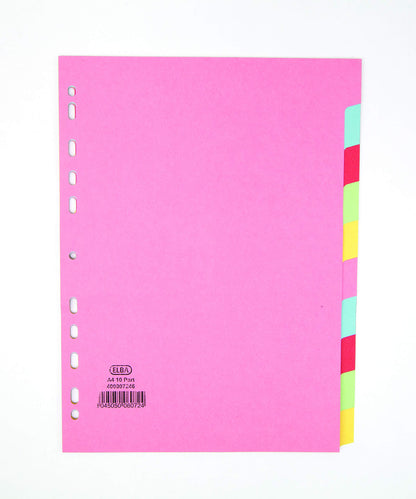 Elba, File Dividers A4, 10 Part, Assorted, 1 Sets