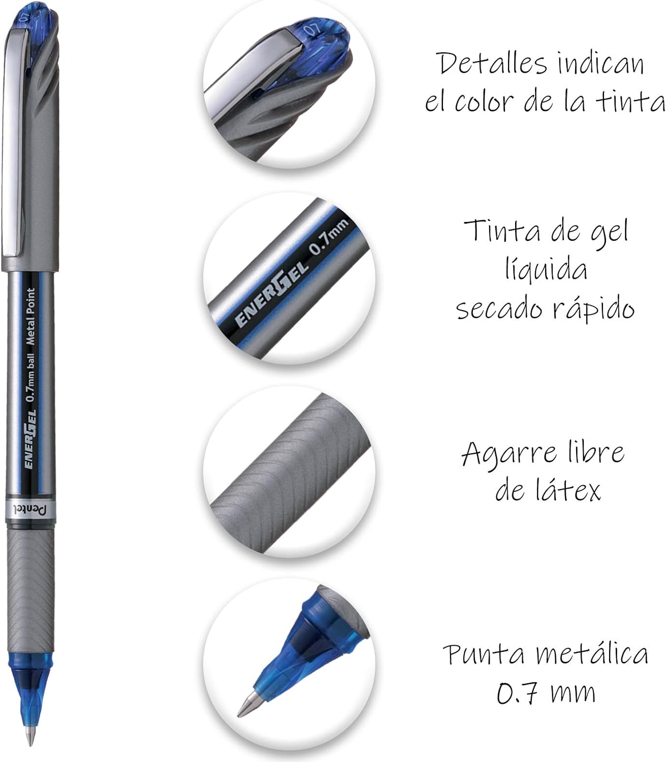 Pentel Energel Plus Roller Ball Pen (Medium) - Blue (Pack of 12