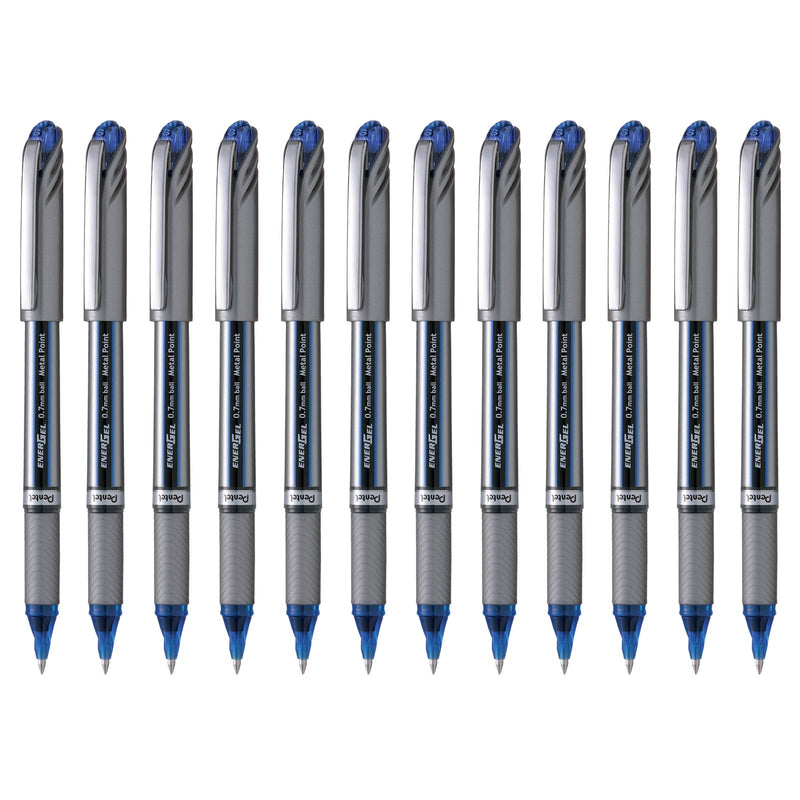 Pentel Energel Plus Roller Ball Pen (Medium) - Blue (Pack of 12