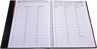 Collins - Leadership - 2026 12 Month Calendar Year Planner, Week-To-View with 1/4 Hourly Appointments Diary, A4 - Black (CP6740.99-26