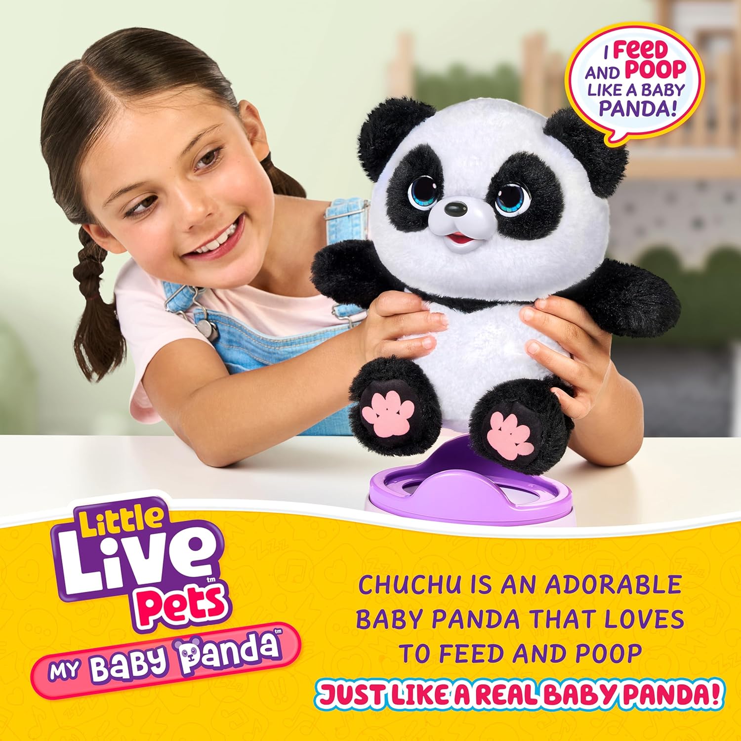 Little Live Pets My Baby Panda ChuChu|Interactive Pet with 50+ Sounds & Reactions, Kicks Feet, Poops, Giggles & More – Includes Potty & Repeat Play – Fun & Adorable Gift for Kids