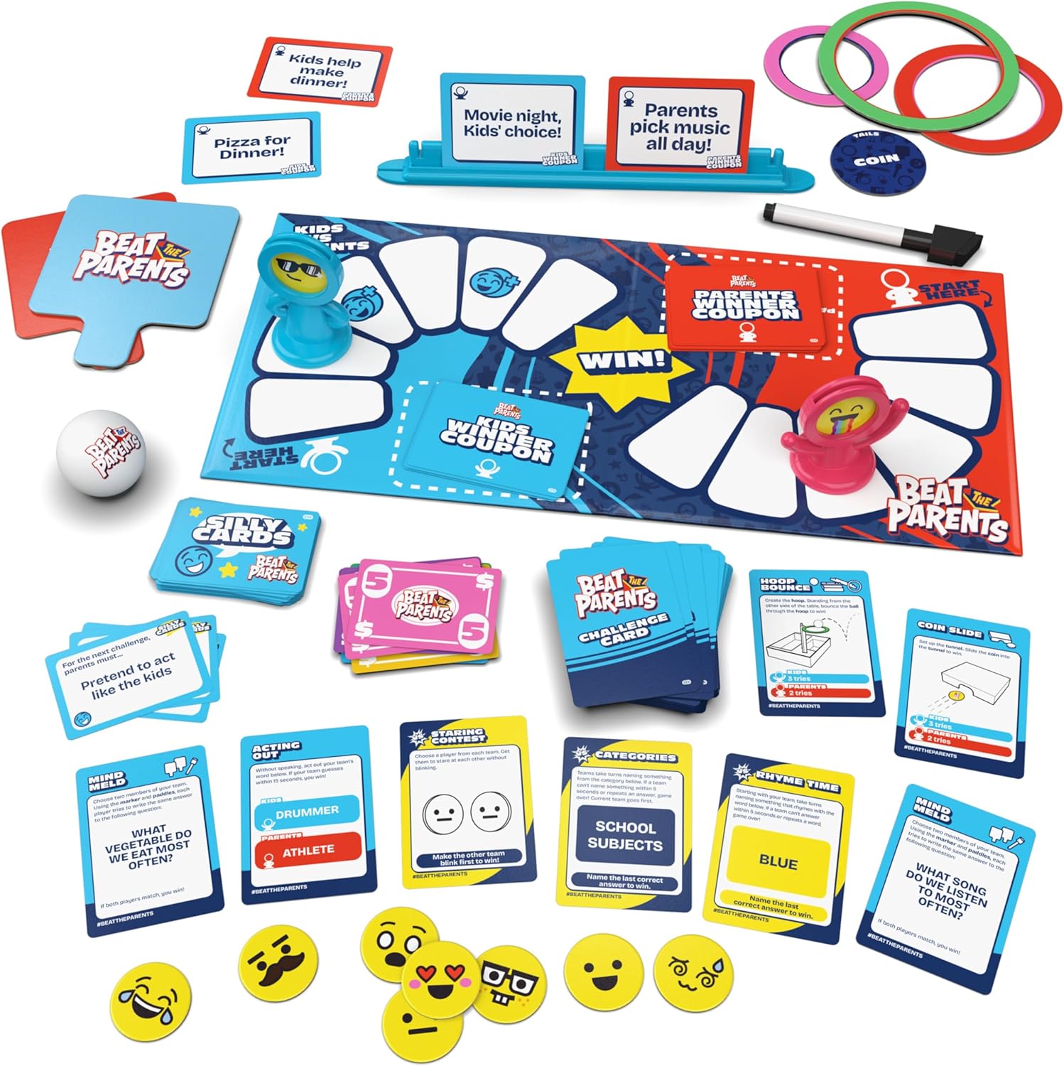 Spin Master Games, Beat the Parents, 2025 Edition with New Challenges & Cards, Friendly Competition Family Game, Fun Activity for Kids, Adults & Family Game Night, 4-8 Players, for Ages 6 & Up