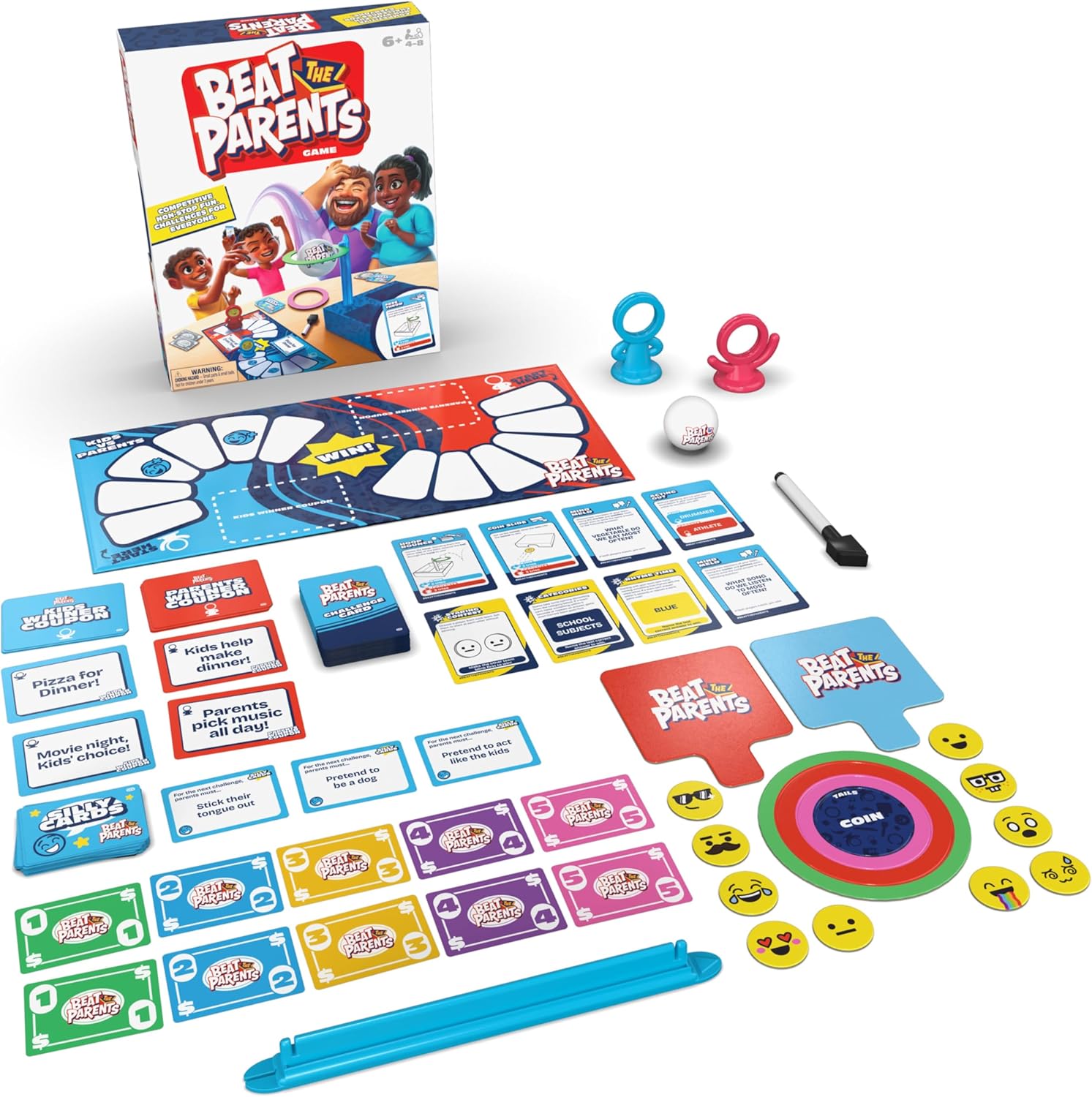 Spin Master Games, Beat the Parents, 2025 Edition with New Challenges & Cards, Friendly Competition Family Game, Fun Activity for Kids, Adults & Family Game Night, 4-8 Players, for Ages 6 & Up
