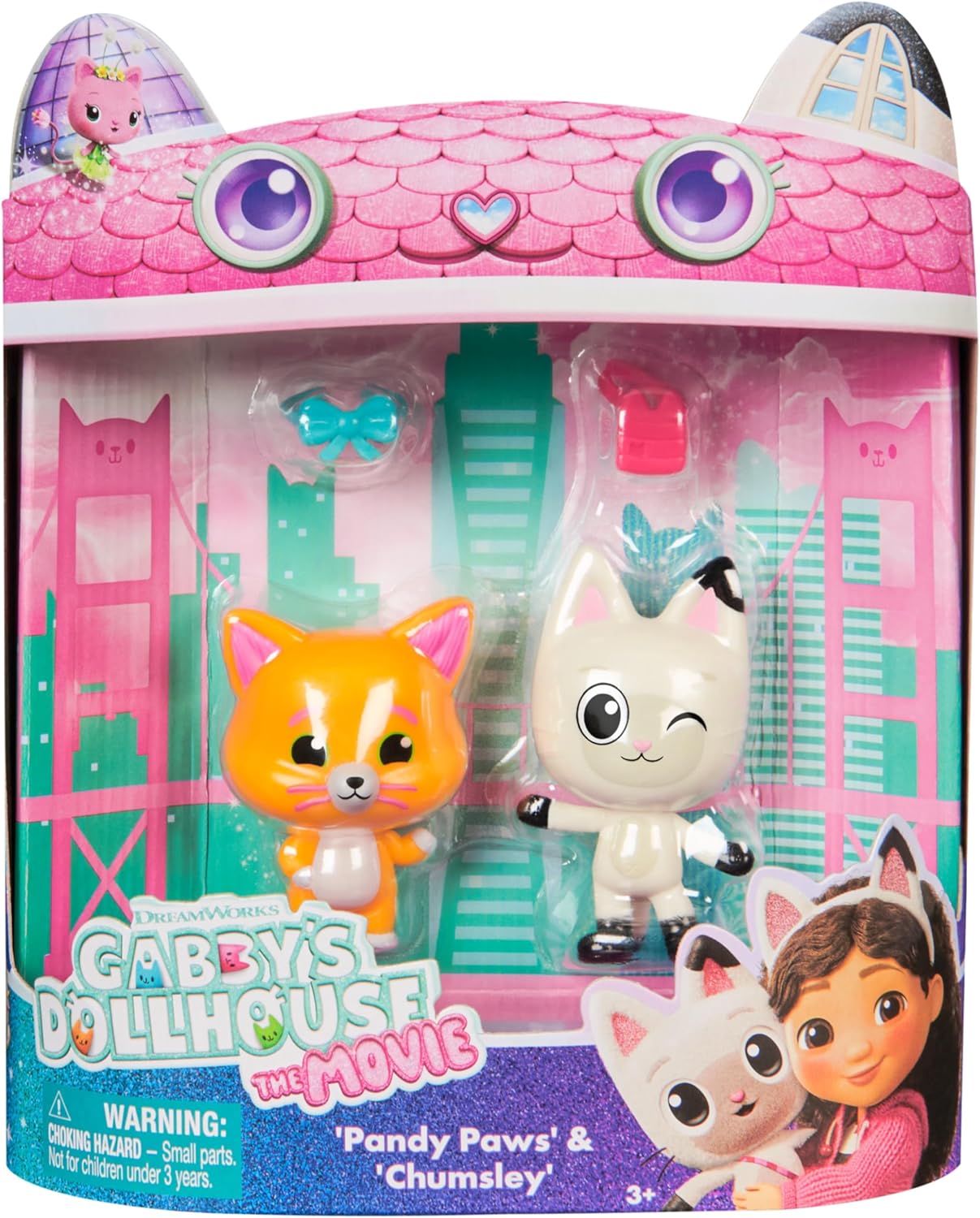 Gabby's Dollhouse: The Movie, Pandy Paws & Chumsley Toy Figures with 2 Accessories, Kids Toys for Girls & Boys Ages 3 and Up