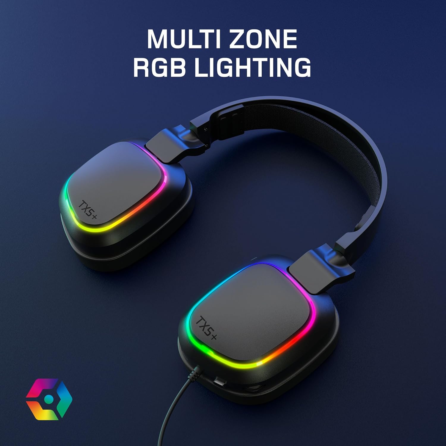 Gioteck TX5+ RGB Wired Headset Compatible with Switch, PS5, Xbox Series S |X, PC, Mobile – RGB Lighting – Flat Design – Passive Noise Cancellation – 3.5mm Jack (Black