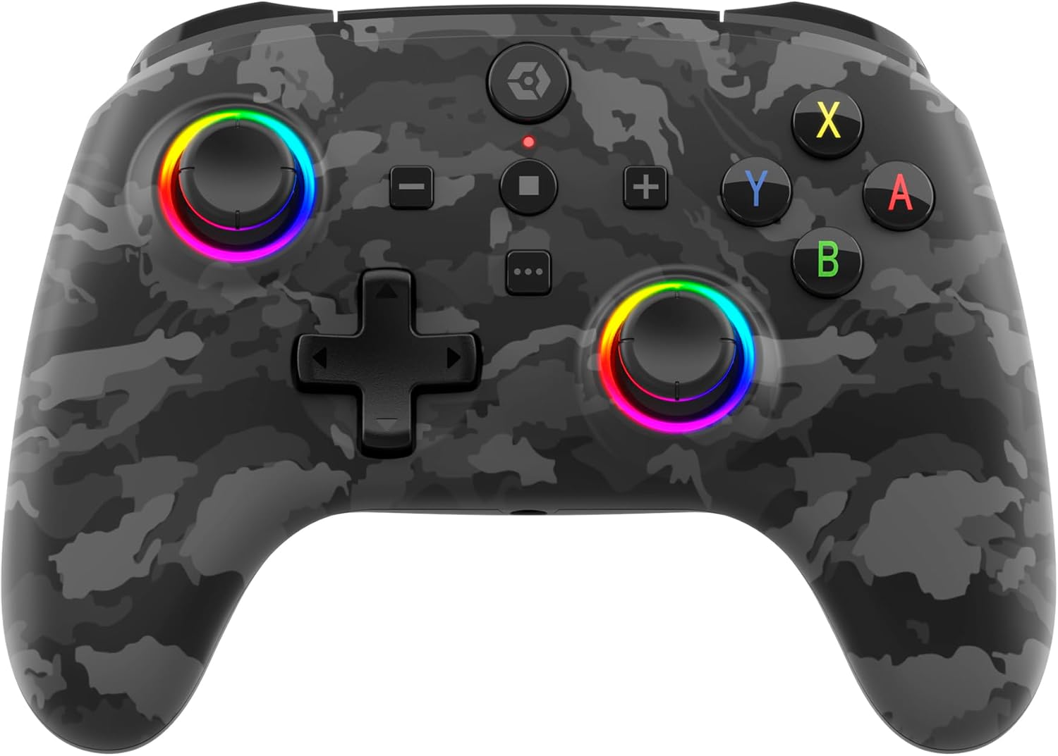 Gioteck WX5+ Dark Camo - Wireless Controller for Nintendo Switch 2 - Chat Menu Button - Hall Effect Thumbs and Triggers - Customisable RGB - Programmable Back Buttons