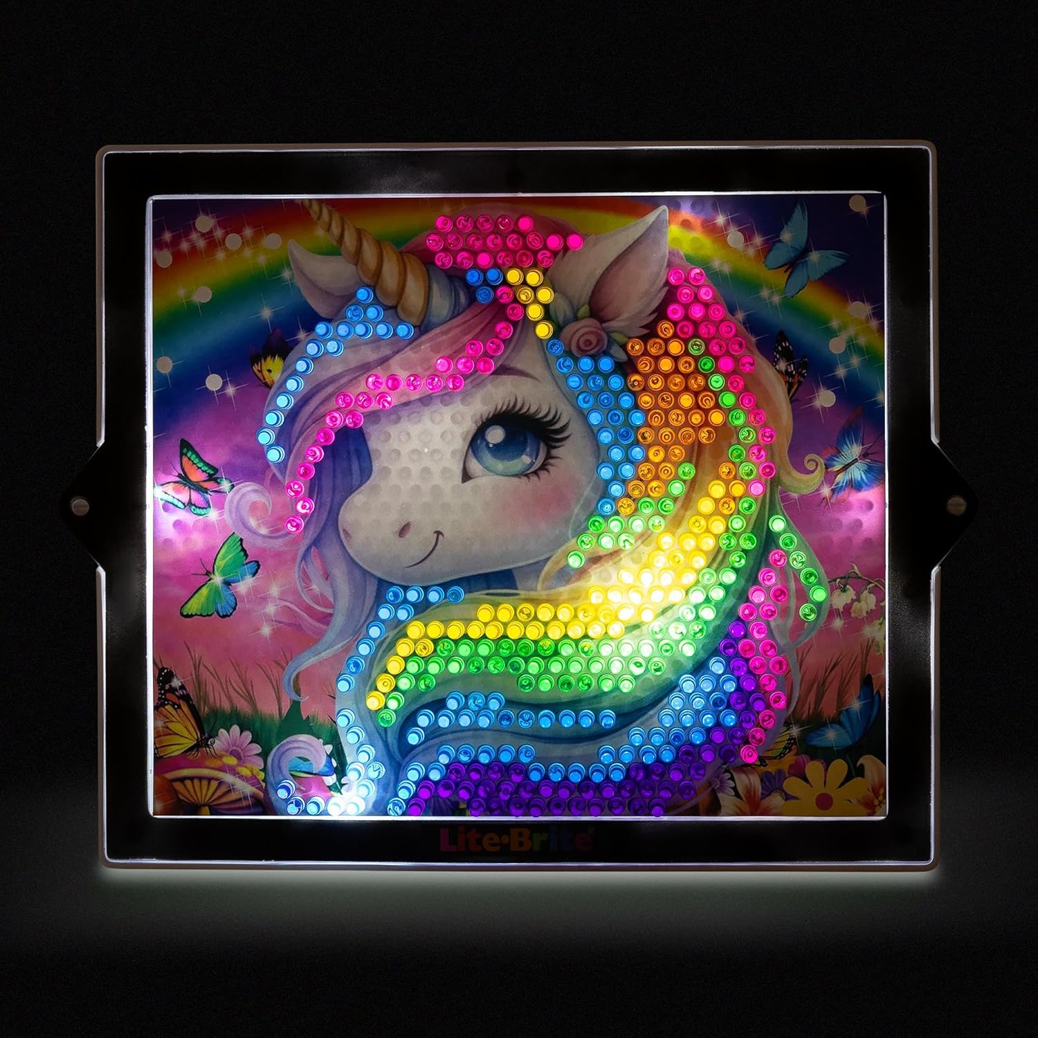 Basic Fun Lite-Brite Colour Pop Rainbow Dreams – Light-Up Creative Toy with 6 Templates, 650 Colourful Pegs & 4 Light Modes – Unicorn & Fairy-Themed HD Grid Art Set