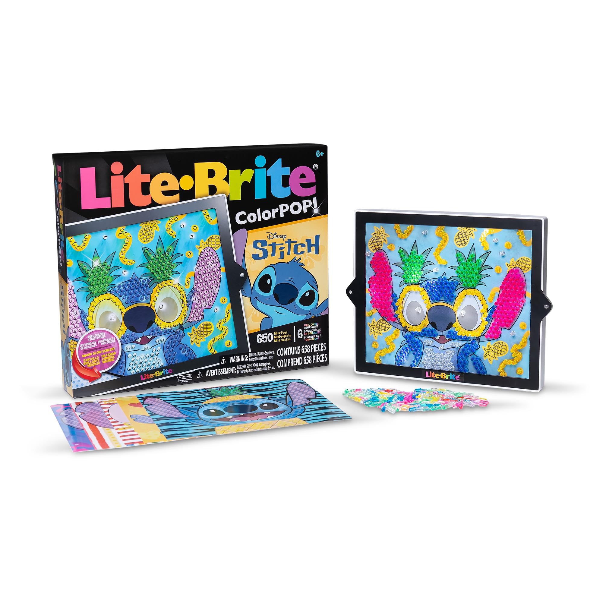 Basic Fun Lite-Brite Colour Pop Disney Stitch – Light-Up Creative Toy with 6 Templates, 650 Colourful Pegs & 4 Light Modes – HD Grid Art Set for Stitch Fans