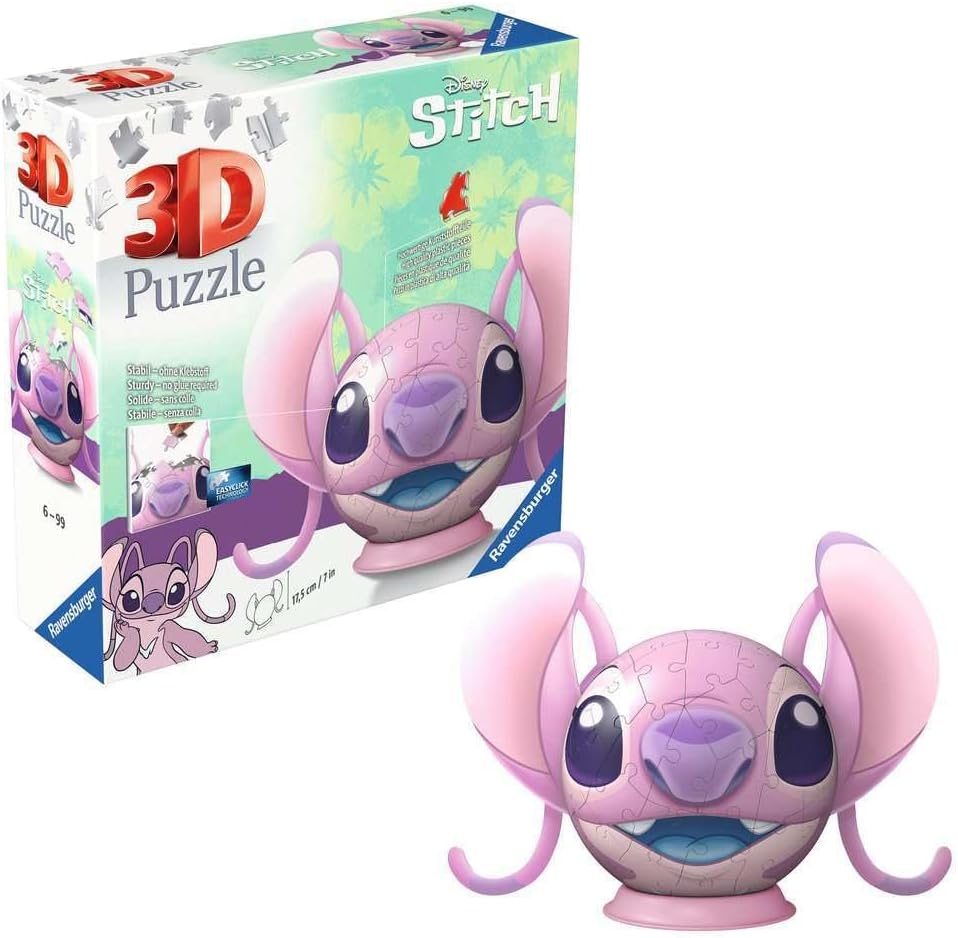 Ravensburger Disney Stitch Angel with Ears 72 piece 3D Jigsaw Puzzle for Adults and Kids Age 6 Years Up - No Glue Required