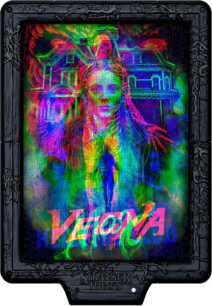 Clementoni - Stranger Things Metamorphic Art Collection - Vecna's Curse, Quadro Interattivo 520 Pezzi con Cornice e LED RGB, Illustrazione che Cambia con la Luce, Made in Italy, 35610