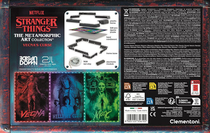Clementoni - Stranger Things Metamorphic Art Collection - Vecna's Curse, Quadro Interattivo 520 Pezzi con Cornice e LED RGB, Illustrazione che Cambia con la Luce, Made in Italy, 35610
