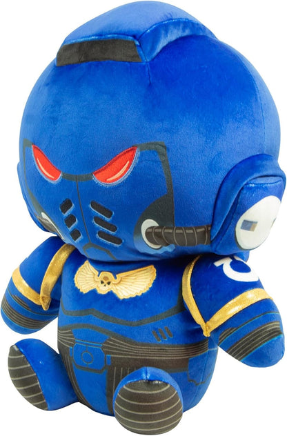 TOMY Warhammer Space Marine Mega Plush, Large Soft Collectible Figure, MkX Tacticus Armour Design, Officially Licensed, Ultramarine Style, Gift for Fans, Ages 12+, Warhammer 40,000 Toy