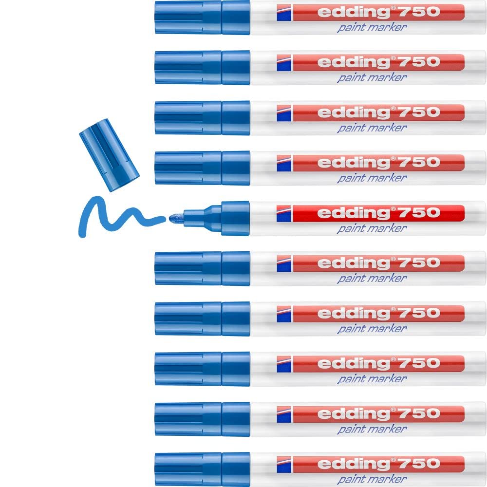 Edding 750 Paint Marker Opaque Bullet Tip Blue 750-003 (10 Pack