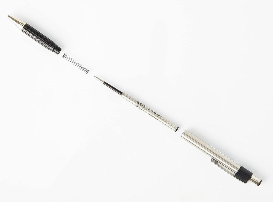 ZEBRA Pen F-301 Black Ballpoint Pens, Ultra Stylish Stainless Steel Black Biro Pens, Retractable Ballpoint Pens With Comfort Grip, Black Ink, Premium ZEBRA Pens For Everyday Use - 1.0mm, 1pc