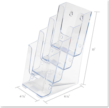 Deflect-o 77701 - Soporte de pared o mesa para folletos (4 niveles, 1/3 de A4), transparente
