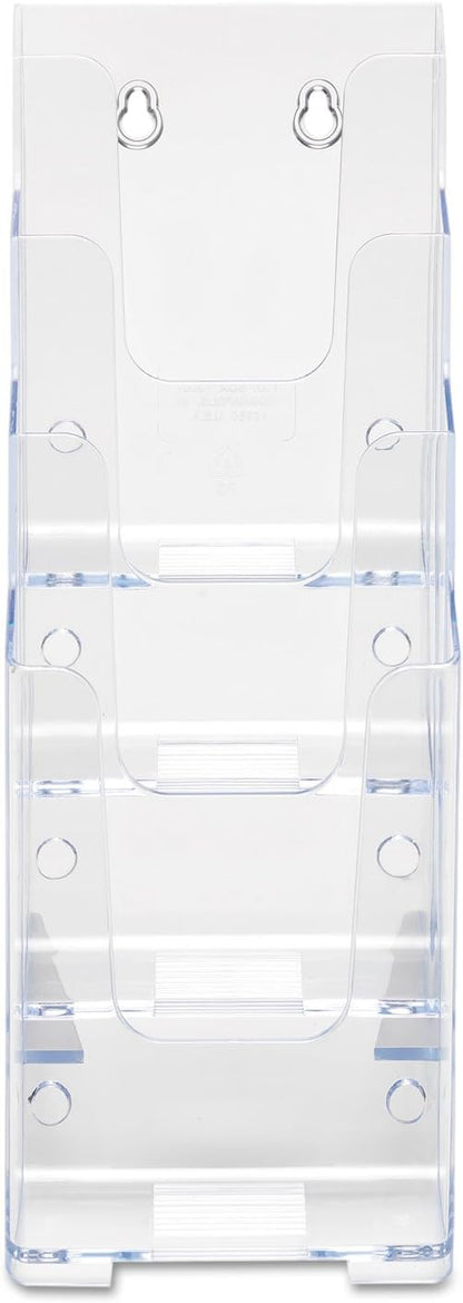 Deflect-o 77701 - Soporte de pared o mesa para folletos (4 niveles, 1/3 de A4), transparente