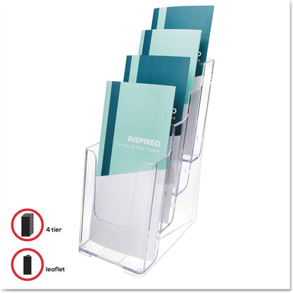 Deflect-o 77701 - Soporte de pared o mesa para folletos (4 niveles, 1/3 de A4), transparente