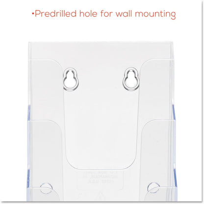 Deflect-o 77701 - Soporte de pared o mesa para folletos (4 niveles, 1/3 de A4), transparente