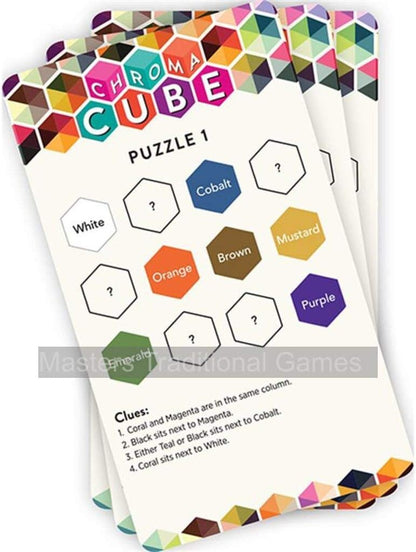 CHROMA CUBE, This stunning wooden set of puzzles includes 25 multi-level challenges