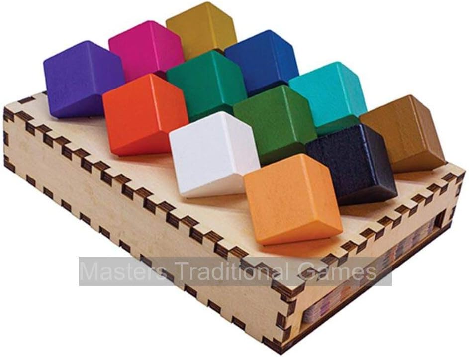CHROMA CUBE, This stunning wooden set of puzzles includes 25 multi-level challenges