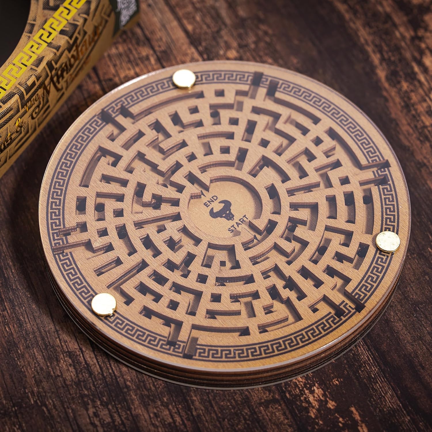 Professor Puzzle Myths & Legends Theseus and the Minotaur Puzzle | Wooden Labyrinth Brainteaser | Rotate the Maze to Guide the Ball | Mechanical Puzzle for Adults & Teens