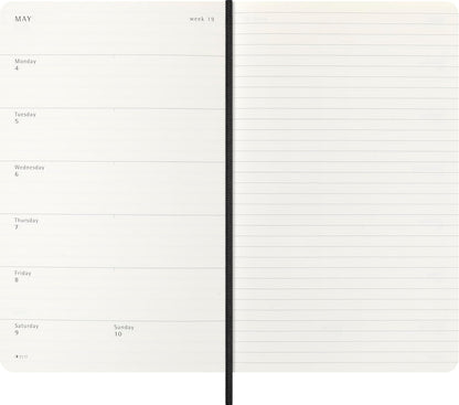 Moleskine Weekly Planner 2026 Precious and Ethical, 12-Month Weekly Agenda With Space For Notes, Vegan Soft Cover, With Gift Box, Black Color, Size 13x21 cm