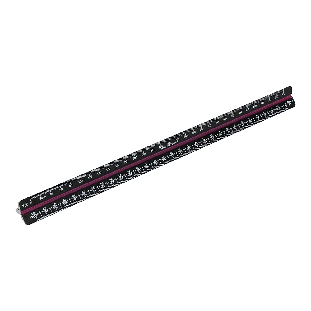 Scale Ruler 30cm, Linex, Triangular, Aluminium, Black