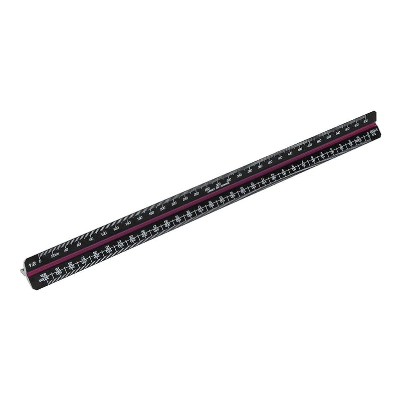 Scale Ruler 30cm, Linex, Triangular, Aluminium, Black