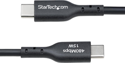 StarTech.com 1ft (30cm) USB-A to USB-C Charging Cable, Charge & Sync, 3A, USB 2.0, TPE Jacket, Black USB Charging Cord