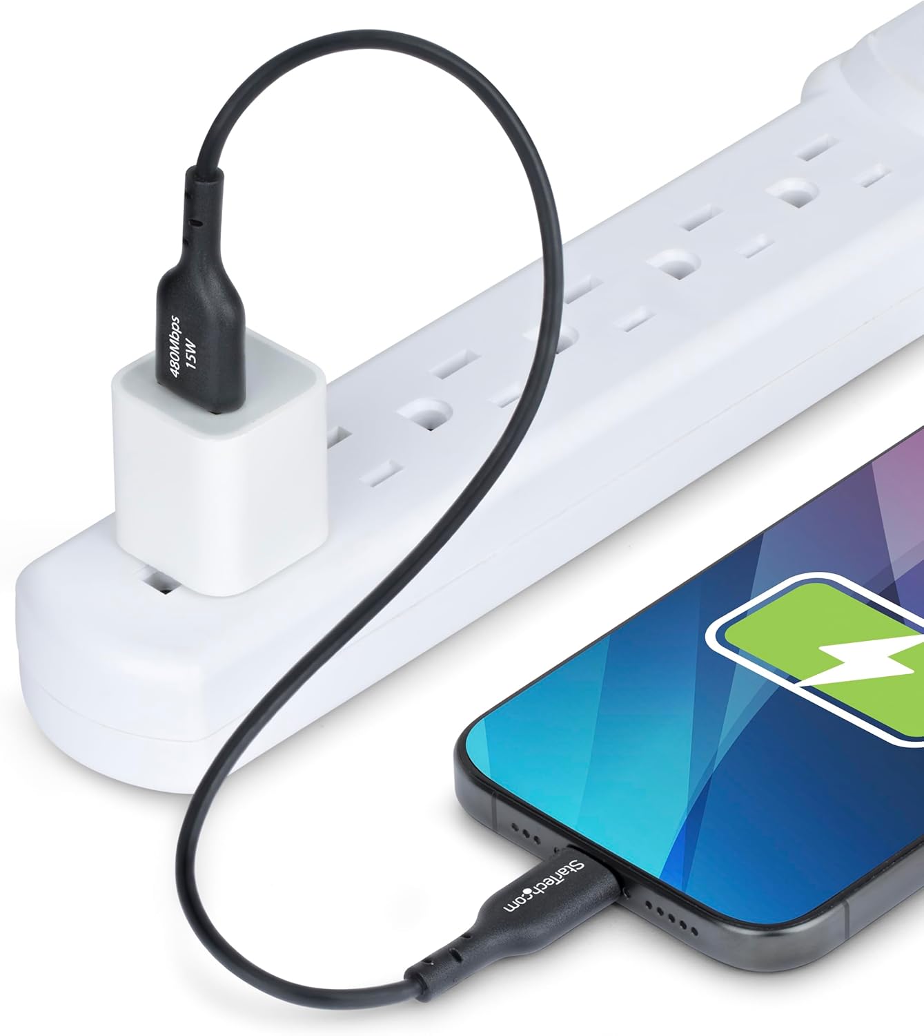 StarTech.com 1ft (30cm) USB-A to USB-C Charging Cable, Charge & Sync, 3A, USB 2.0, TPE Jacket, Black USB Charging Cord