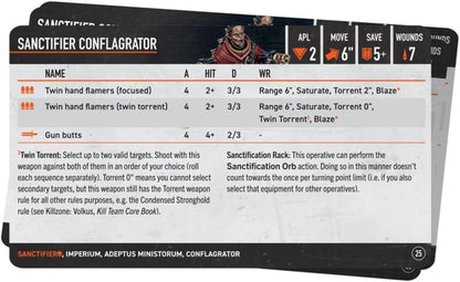 Games Workshop - Warhammer 40,000 - Kill Team: Sanctifiers Datacards (2025 Edition