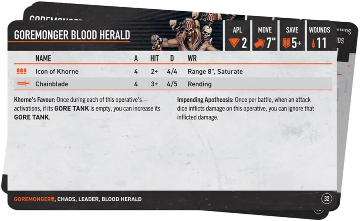 Games Workshop - Warhammer 40,000 - Kill Team: Goremongers Datacards (2025 Edition