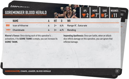 Games Workshop - Warhammer 40,000 - Kill Team: Goremongers Datacards (2025 Edition