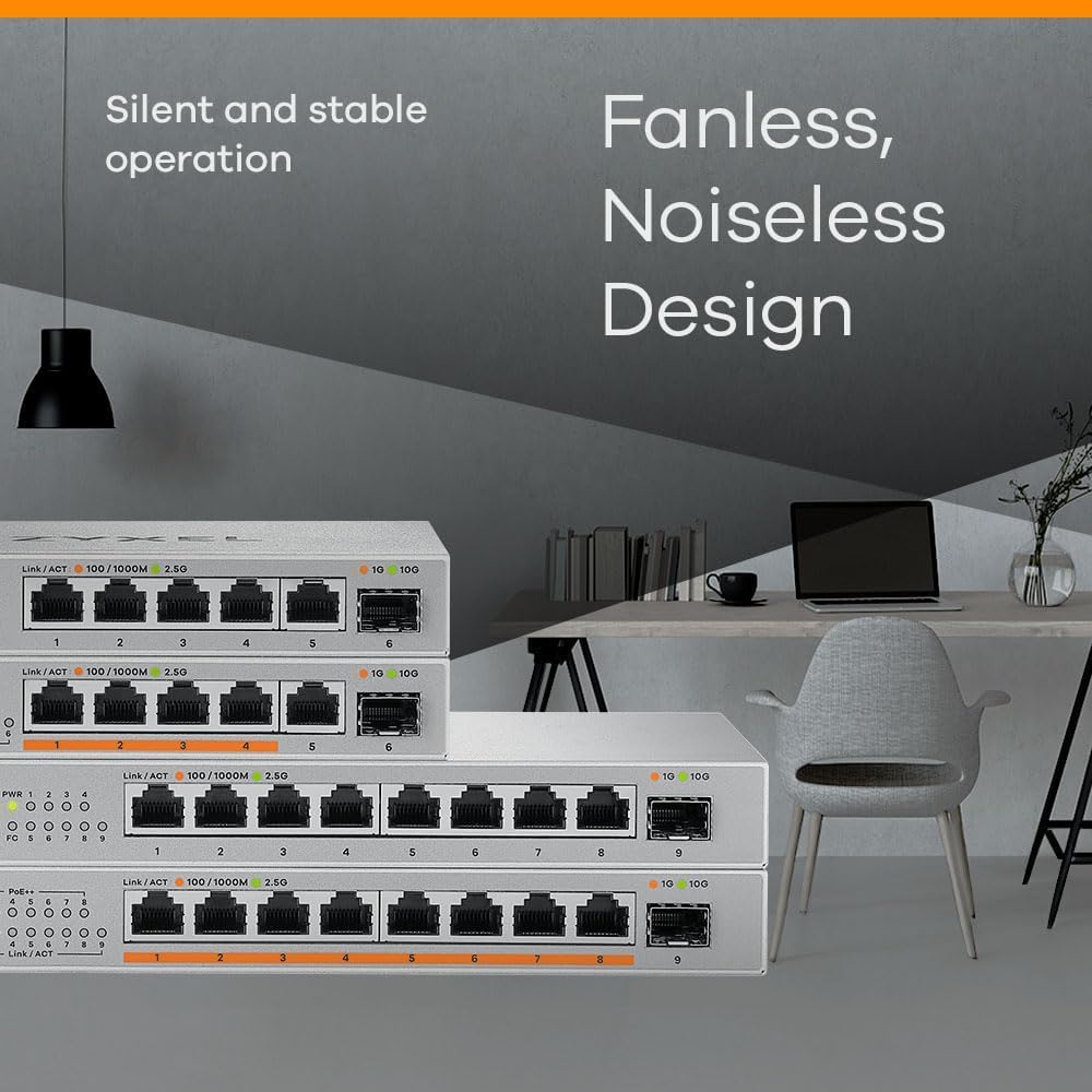 Zyxel 5-Port 2.5G Multi-Gig Unmanaged Switch | 1 x 10G SFP+ | Desktop/Wall Mount