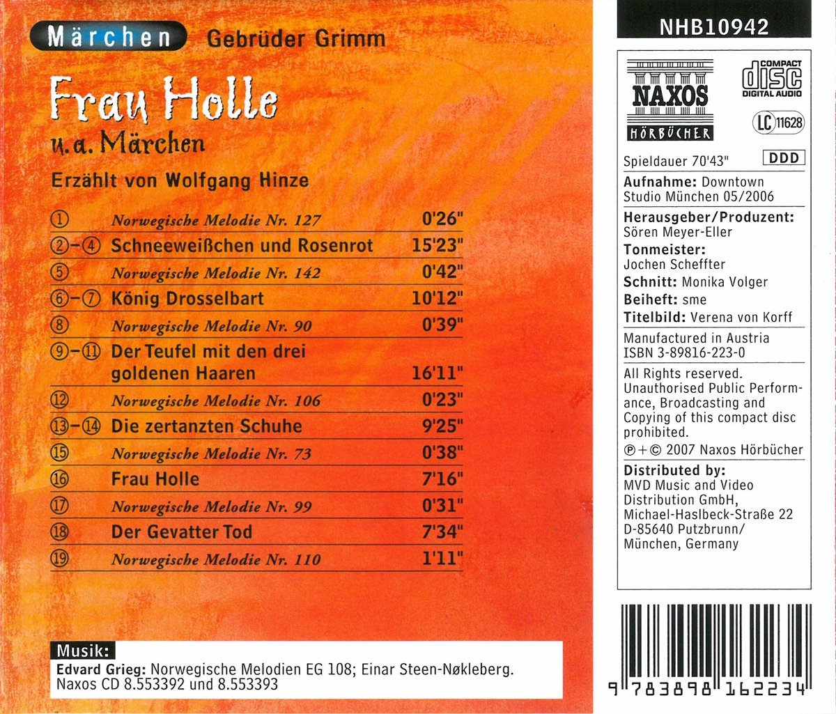 Frau Holle: Der Gevatter Tod /König Drosselbart /Die zertanzten Schuhe /Schneeweißchen und Rosenrot /Der Teufel mit den drei goldenen Haaren: Lesung (Märchen)