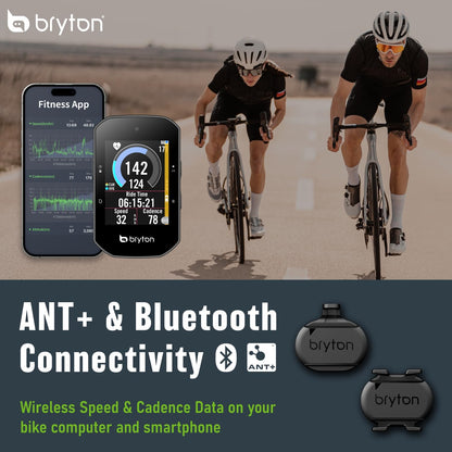 Bryton Fahrrad-Sensoren-Set, Smart Geschwindigkeitssensor und Smart Trittfrequenzsensor, kompatibel mit Smartphone-App und Fahrradcomputer über Bluetooth und ANT+