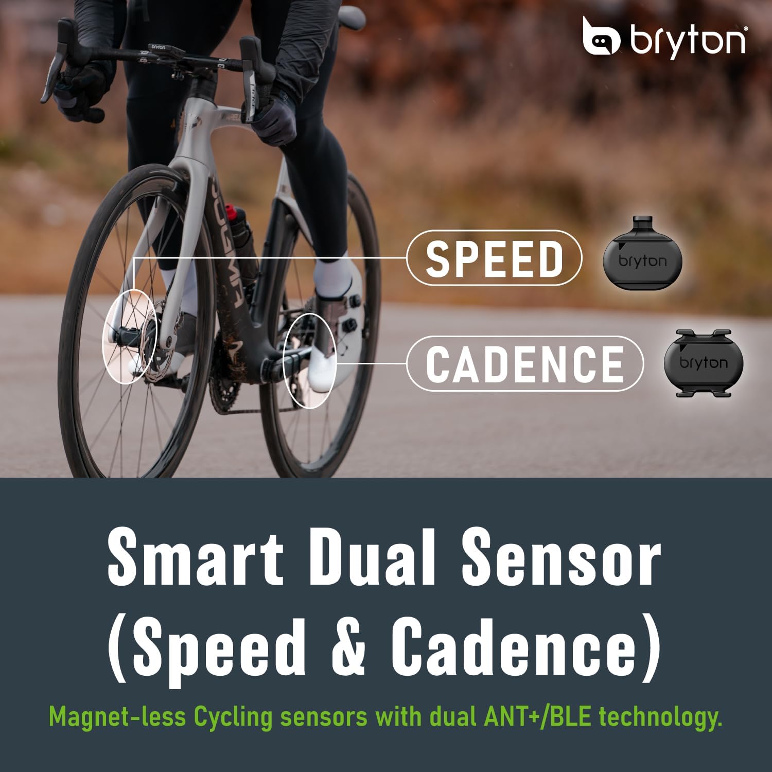 Bryton Fahrrad-Sensoren-Set, Smart Geschwindigkeitssensor und Smart Trittfrequenzsensor, kompatibel mit Smartphone-App und Fahrradcomputer über Bluetooth und ANT+