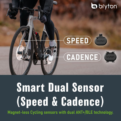 Bryton Fahrrad-Sensoren-Set, Smart Geschwindigkeitssensor und Smart Trittfrequenzsensor, kompatibel mit Smartphone-App und Fahrradcomputer über Bluetooth und ANT+