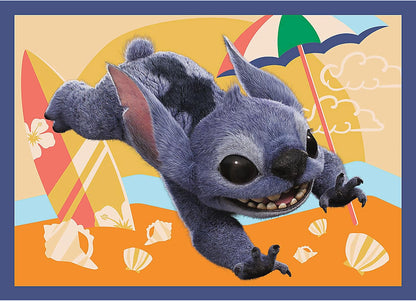 Trefl - Lilo & Stitch, Vacanze alle Hawaii - Puzzle 4 in 1, 4 puzzle, da 35 a 70 pezzi - puzzle colorati con personaggi dei film, divertimento assicurato per bambini dai 4 anni in su