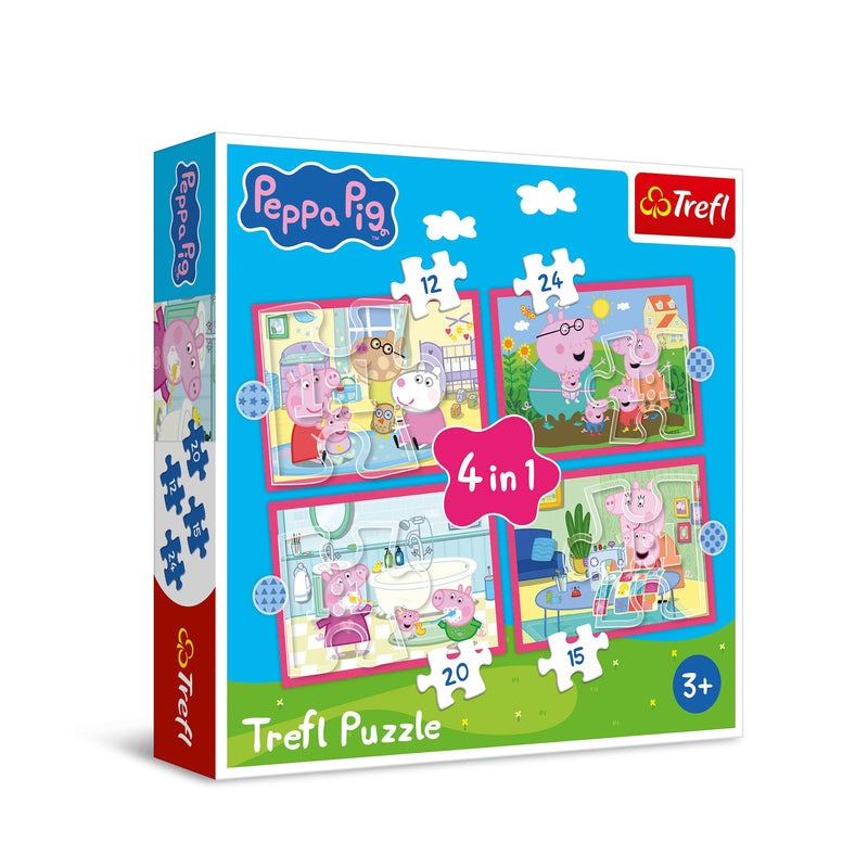 Trefl - Peppa Pig, Peppa Loves Adventures - Puzzle 4in1, 4 Jigsaw Puzzles, 12 to 24 Pieces - Various Difficulty, Colorful Puzzle with Heroes Fairy Tale Fun for Children from 3 years old