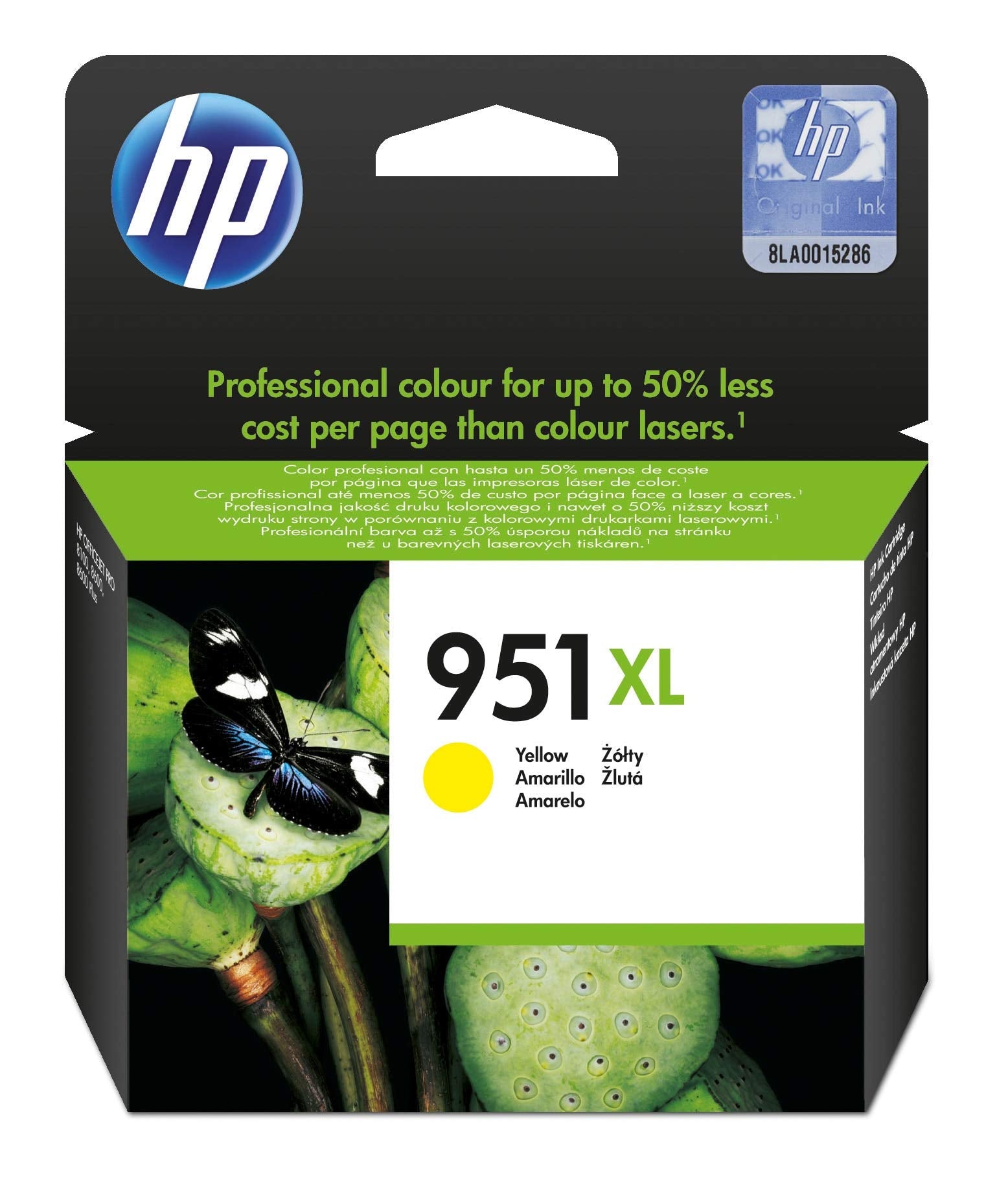 HP 951XL Giallo, CN048AE, Cartuccia Originale da 1500 Pagine, Alta Capacità, Compatibili con Stampanti OfficeJet serie 8100, 8600, 251dw e 276dw