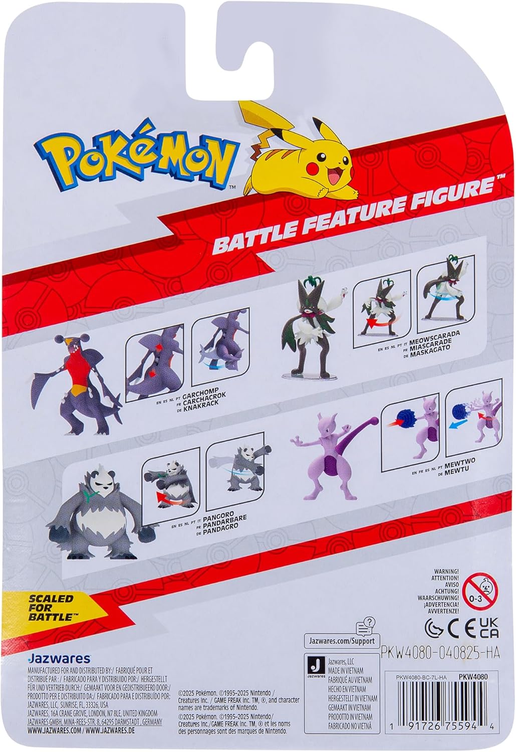 Pokémon Meowscarada Battle Feature Figure - 4.5-Inch Meowscarada Battle Ready Figure with Slash attack