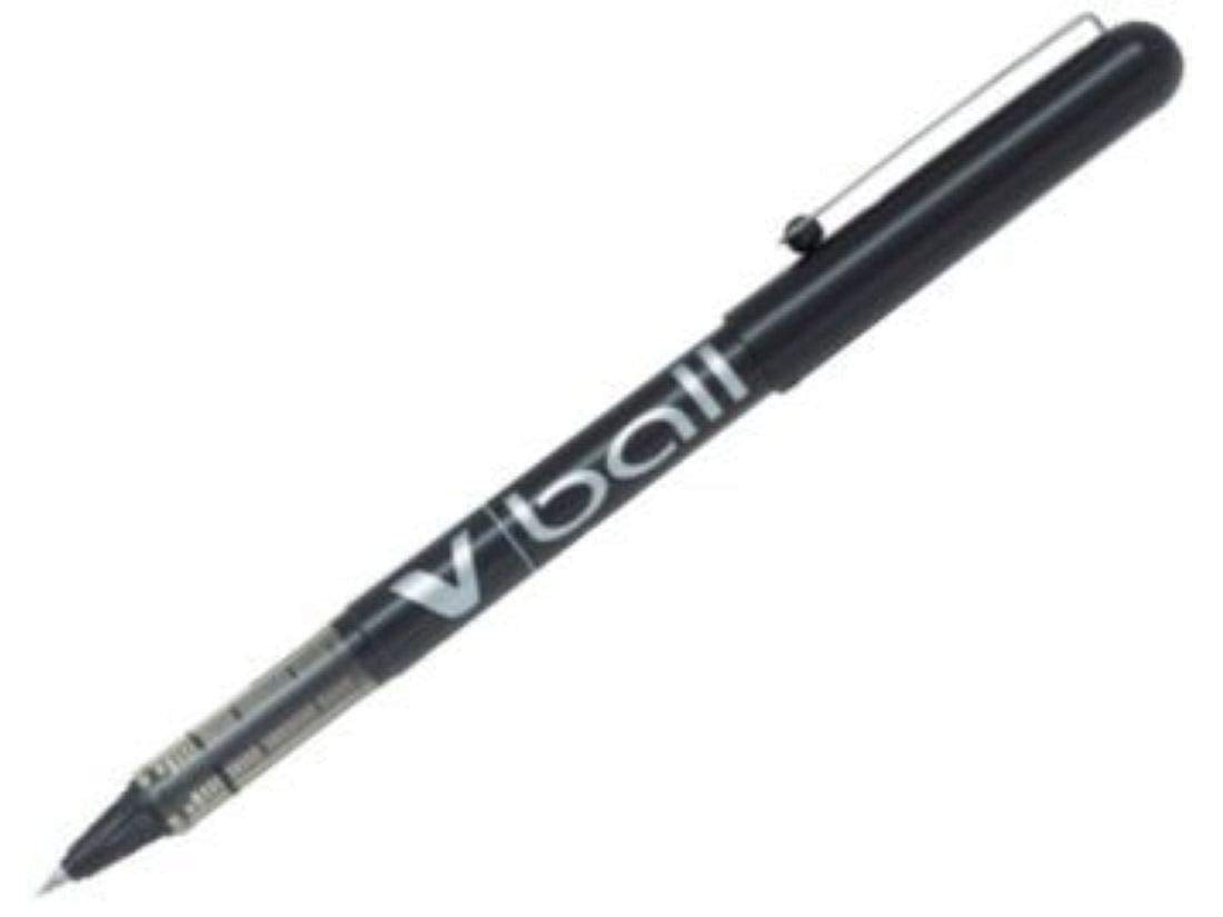 Pilot V5 Black V Ball Fine Rollerball Pen Pens Metal Tip 0.5mm Nib 0.3mm Line Liquid Ink BL-VB5 (12 Pens