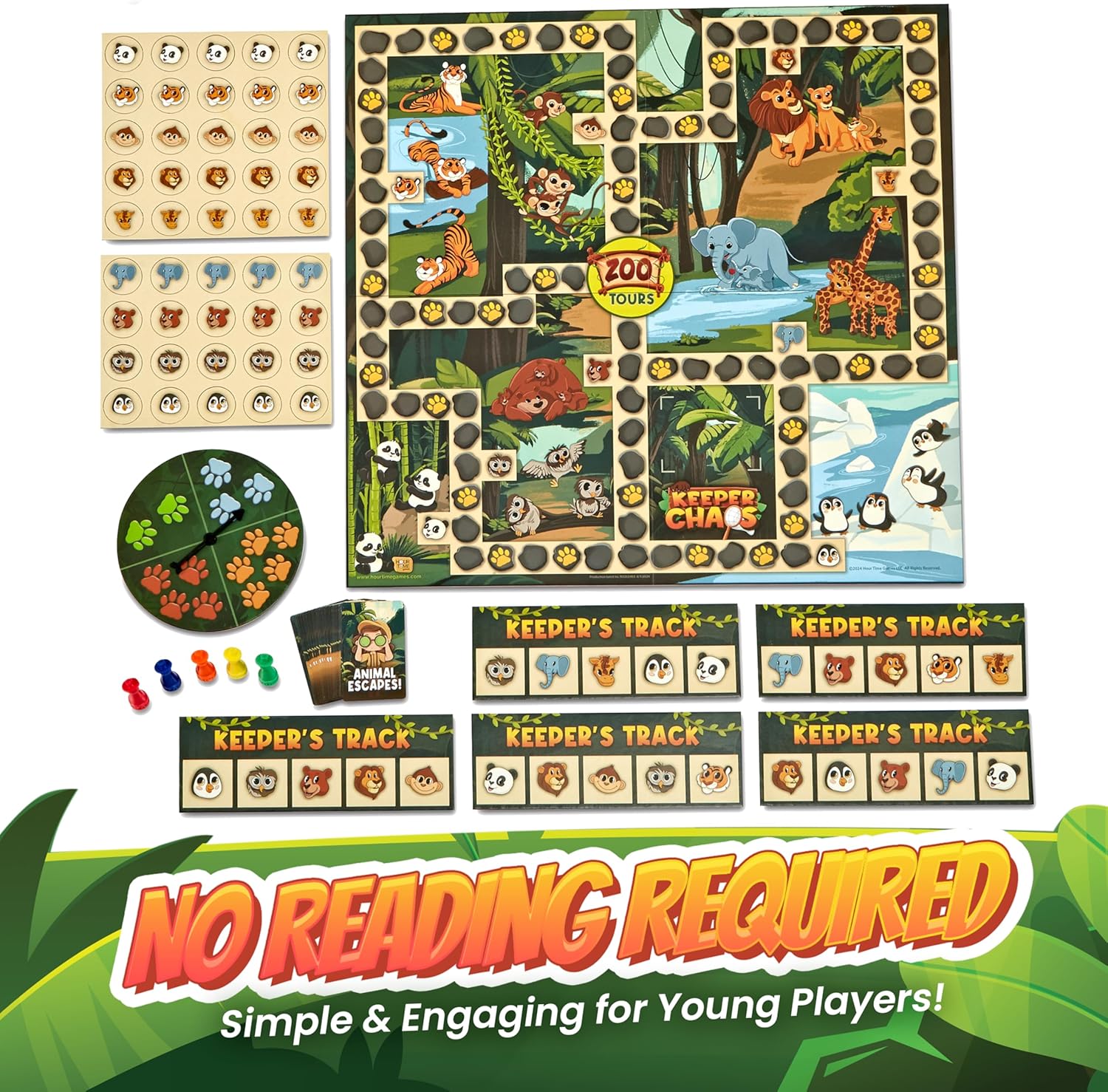 Hour Time Games Keeper Chaos – Un juego de mesa de aventura y estrategia con temática de zoológico para niños, adultos y noche de juegos familiares, regalo de zoológico para prelectores y niños a